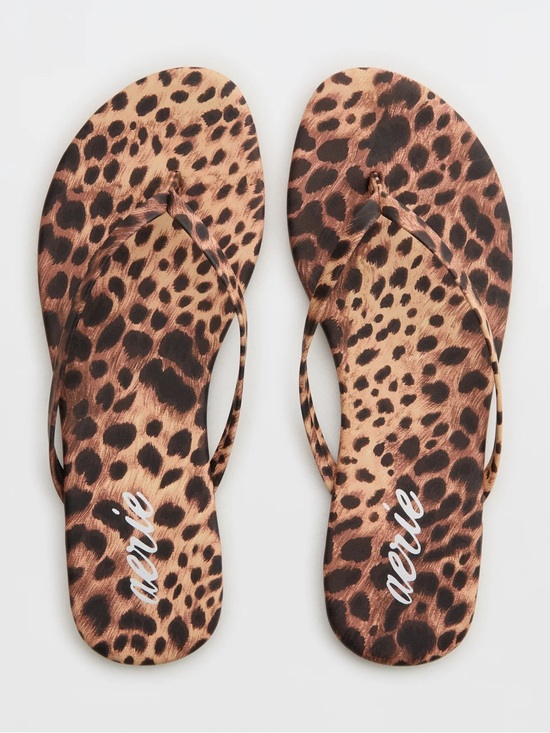aerie Shoes - Aerie Leopard Print Flip Flops Sandals New Sz 10